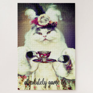 kleurrijke puzzel met kat & kop thee legpuzzel