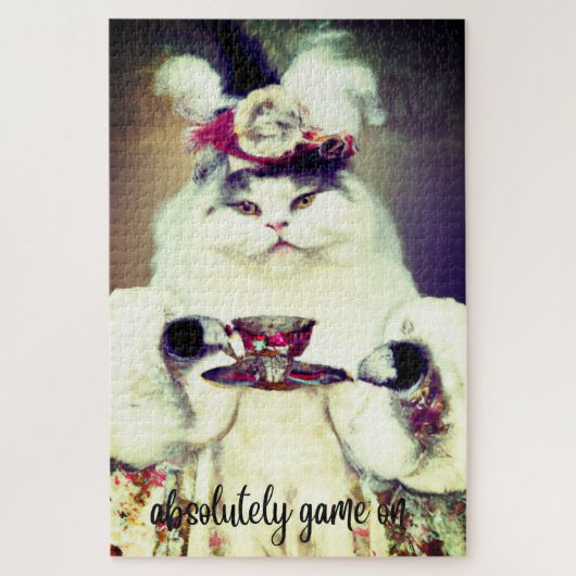 kleurrijke puzzel met kat & kop thee legpuzzel (Verticaal)