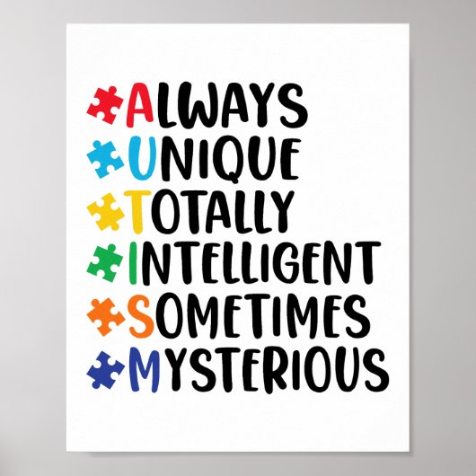 Kleurrijke Puzzel Stuk Autisme Ondersteuning Poster (Voorkant)