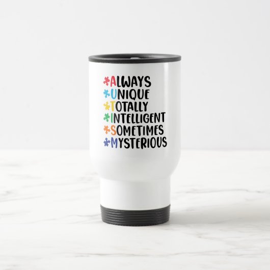 Kleurrijke Puzzel Stuk Autisme Ondersteuning Reisbeker (Center)