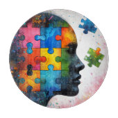 Kleurrijke puzzel vrouw portret snijplank (Voorkant)