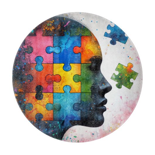 Kleurrijke puzzel vrouw portret snijplank (Voorkant)