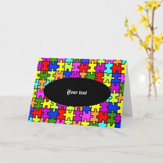 Kleurrijke puzzel wenskaart kaart (Gele Bloem)