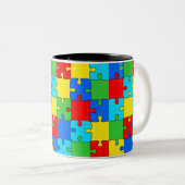 Kleurrijke Puzzels Tweekleurige Koffiemok (Voorkant rechts)