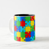 Kleurrijke Puzzels Tweekleurige Koffiemok (Voorkant links)