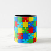Kleurrijke Puzzels Tweekleurige Koffiemok (Center)