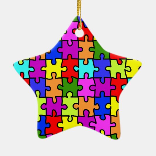 "Kleurrijke puzzels"-versiering Keramisch Ornament (Achterkant)