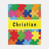 Kleurrijke puzzelstukjes voor autisme op maat fleece deken (Voorkant)