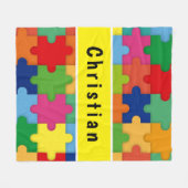 Kleurrijke puzzelstukjes voor autisme op maat fleece deken (Voorkant (Horizontaal))