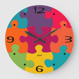 Kleurrijke Puzzelstukken Nieuwe Thuis Wandklok Fun