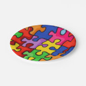 Kleurrijke puzzelstukken papieren bordje (Gekanteld)
