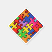 Kleurrijke puzzelstukken servet (Hoek)