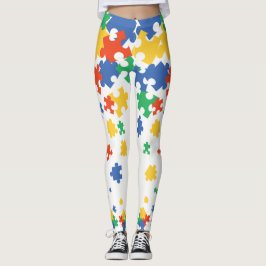 Kleurrijke Puzzelstukken voor Autisme Bewustzijn Leggings