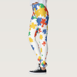 Kleurrijke Puzzelstukken voor Autisme Bewustzijn Leggings