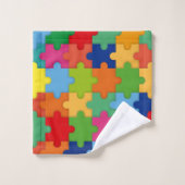 Kleurrijke puzzelstukken voor autisme op maat bad handdoek (Wasdoekje)