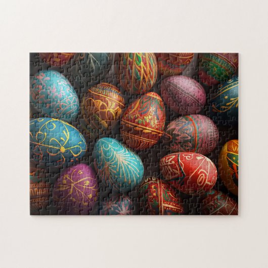 Kleurrijke pysanky Oekraïense paaseieren Legpuzzel (Horizontaal)