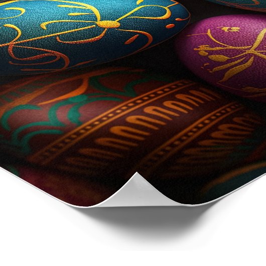 Kleurrijke pysanky Oekraïense paaseieren Poster (Hoek)