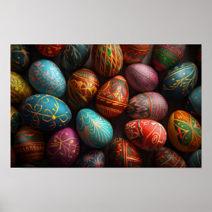 Kleurrijke pysanky Oekraïense paaseieren Poster