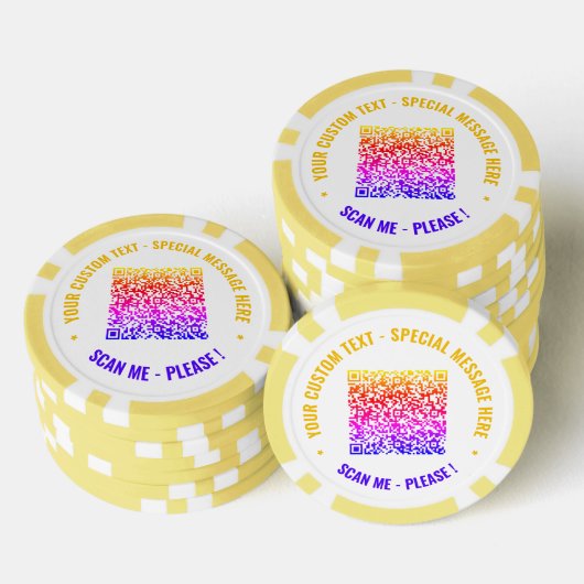 Kleurrijke QR Code Aangepaste Tekst en Kleur Poker Poker Chips (Opstapeling)