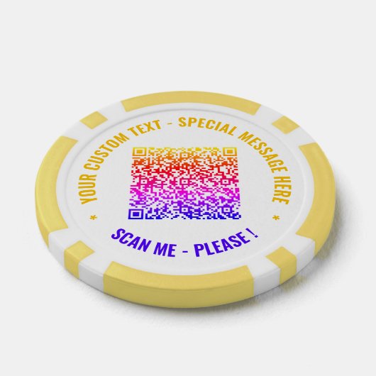 Kleurrijke QR Code Aangepaste Tekst en Kleur Poker Poker Chips (Enkel)