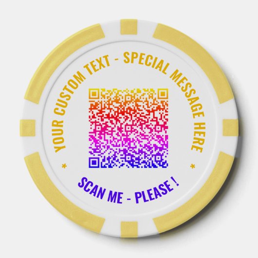 Kleurrijke QR Code Aangepaste Tekst en Kleur Poker Poker Chips (Voorkant)