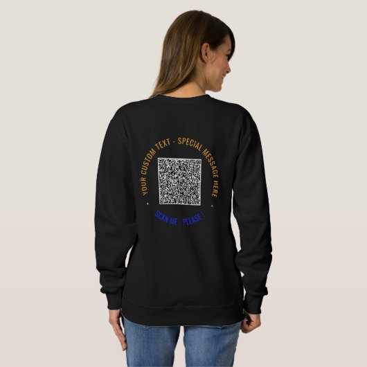 Kleurrijke QR-code sweatshirt Aangepaste tekst en (Achterkant volledig)