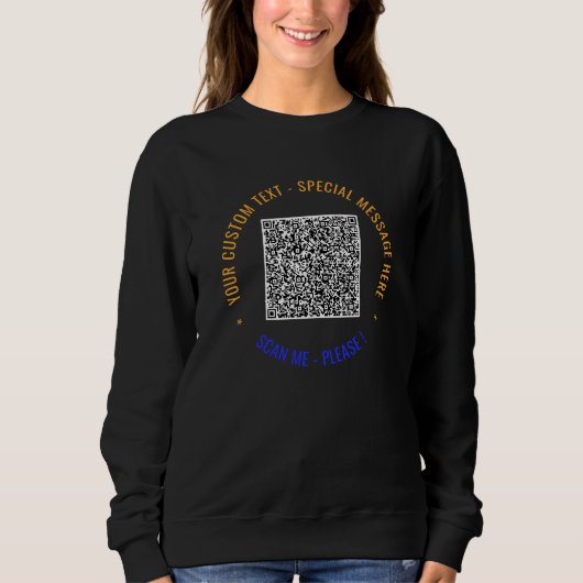 Kleurrijke QR-code sweatshirt Aangepaste tekst en (Voorkant)