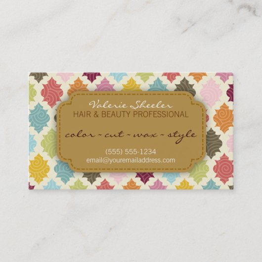 Kleurrijke Quatrefoil Hair & Beauty Coupon Korting (Voorkant)