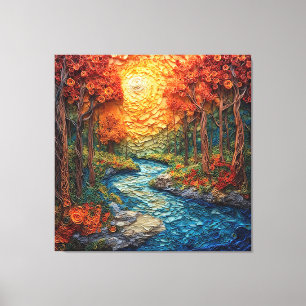 Kleurrijke Quilling Kunst van Schilderachtig Herfs Canvas Afdruk