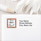 Kleurrijke quilt blokkeert rand art eet Pray Quilt Etiket (Insitu)