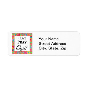 Kleurrijke quilt blokkeert rand art eet Pray Quilt Etiket