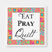 Kleurrijke quilt blokkeert rand art eet Pray Quilt Magneet (Voorkant)