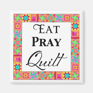 Kleurrijke quilt blokkeert rand art eet Pray Quilt Magneet