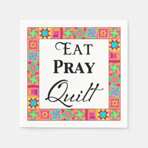 Kleurrijke quilt blokkeert rand art eet Pray Quilt Servet