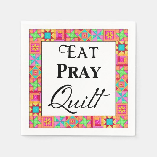 Kleurrijke quilt blokkeert rand art eet Pray Quilt Servet (Voorkant)