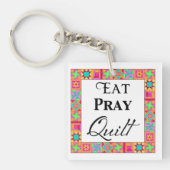 Kleurrijke quilt blokkeert rand art eet Pray Quilt Sleutelhanger (Voorkant)