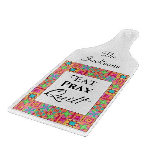 Kleurrijke quilt blokkeert rand art eet Pray Quilt Snijplank (Hoek)