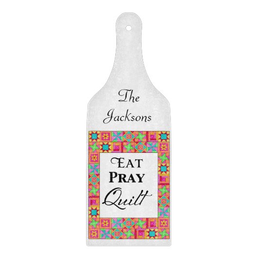 Kleurrijke quilt blokkeert rand art eet Pray Quilt Snijplank (Voorkant)