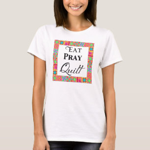 Kleurrijke quilt blokkeert rand art eet Pray Quilt T-shirt
