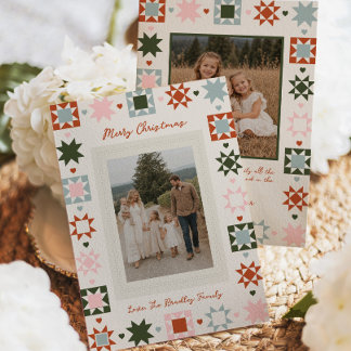 Kleurrijke Quilt Kerstkaart