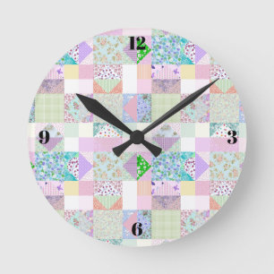 Kleurrijke quiltklok naaikamer decoratie ronde klok
