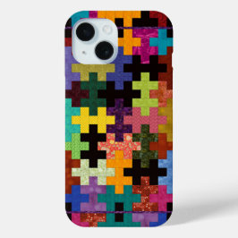 Kleurrijke Quiltpatroon iPhone 15 Hoesje