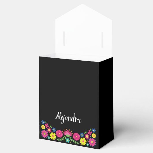 Kleurrijke Quinceañera Mexicaanse bloemen Papieren Bedankdoosjes (Geopend)