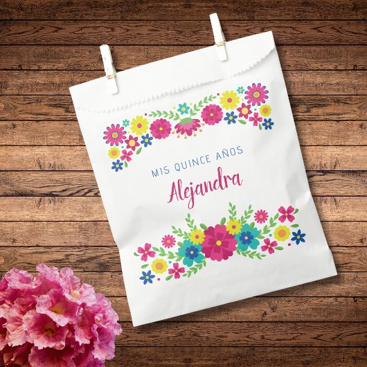 Kleurrijke Quinceañera Mexicaanse bloemen Papieren Bedankzakje