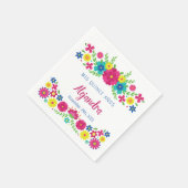 Kleurrijke Quinceañera Mexicaanse bloemen Papieren Servet (Hoek)