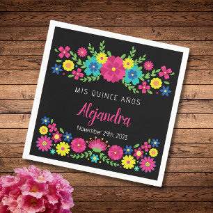 Kleurrijke Quinceañera Mexicaanse bloemen Papieren Servet