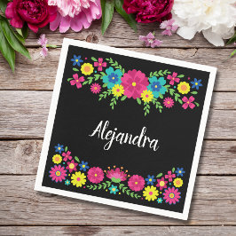 Kleurrijke Quinceañera Mexicaanse bloemen Papieren Servet