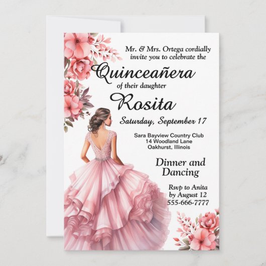 Kleurrijke Quinceanera uitnodiging (Voorkant)