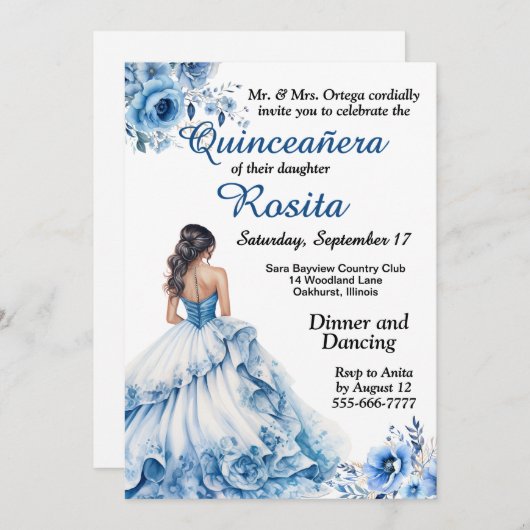 Kleurrijke Quinceanera uitnodiging (Voorkant / Achterkant)