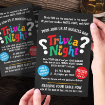 Kleurrijke quiz promotie voor Trivia Night spellet